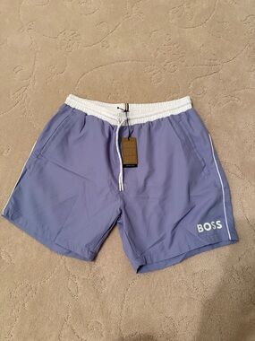 BOSS Purple Swim Shorts with White Waistband